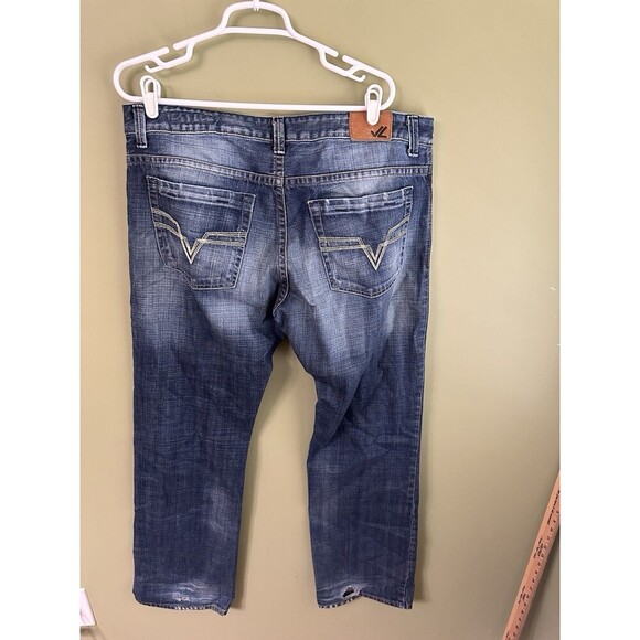 Jet Lag Jeans Men’s Wide Leg 36x34 (36x32) Distressed Made In Italy Zip Up Dark - Picture 7 of 16